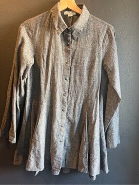 Simply Noelle Grey Longline Button-Front Trench Shirt